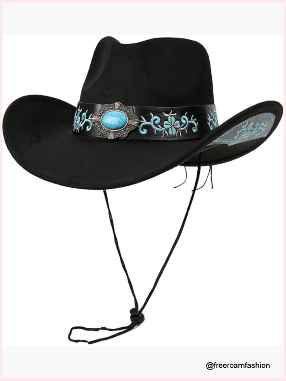 Vintage Western Felt Cowboy Hat with Turquoise Hatband